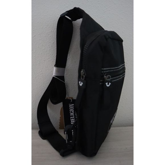 True Religion TR101141 Unisex Black Logo Yeta Crossbody Sling Waist Pack Bag - Picture 5 of 6